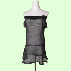 🕷 vintage black transparent mesh off the shoulder top by D&G